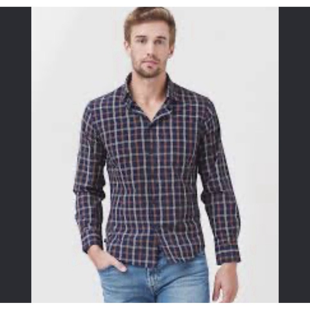Mizzen+Main Leeward Shirt Mens Blue Plaid Classic Fit Stretch Dress Preppy Sz XL